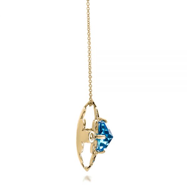 14k Yellow Gold 14k Yellow Gold Blue Topaz Davinci Pendant - Side View - 101975