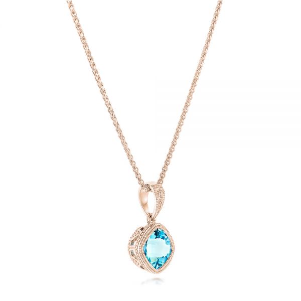 14k Rose Gold 14k Rose Gold Blue Topaz Pendant - Flat View - 102611