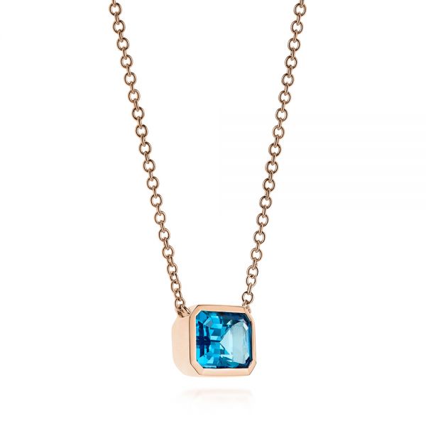 14k Rose Gold 14k Rose Gold Blue Topaz Pendant - Flat View - 105439