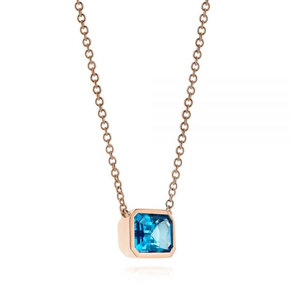 14k Rose Gold 14k Rose Gold Blue Topaz Pendant - Flat View -  105439