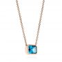 18k Rose Gold 18k Rose Gold Blue Topaz Pendant - Flat View -  105439 - Thumbnail