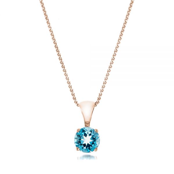 14k Rose Gold 14k Rose Gold Blue Topaz Pendant - Three-Quarter View -  100961