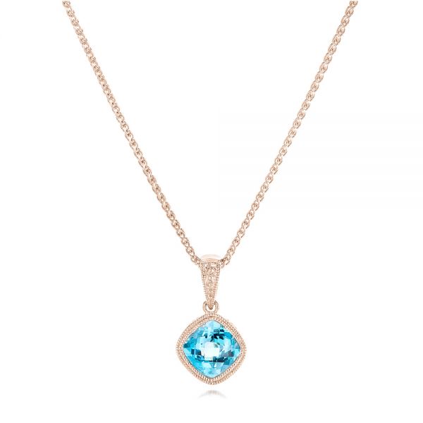 14k Rose Gold 14k Rose Gold Blue Topaz Pendant - Three-Quarter View -  102611