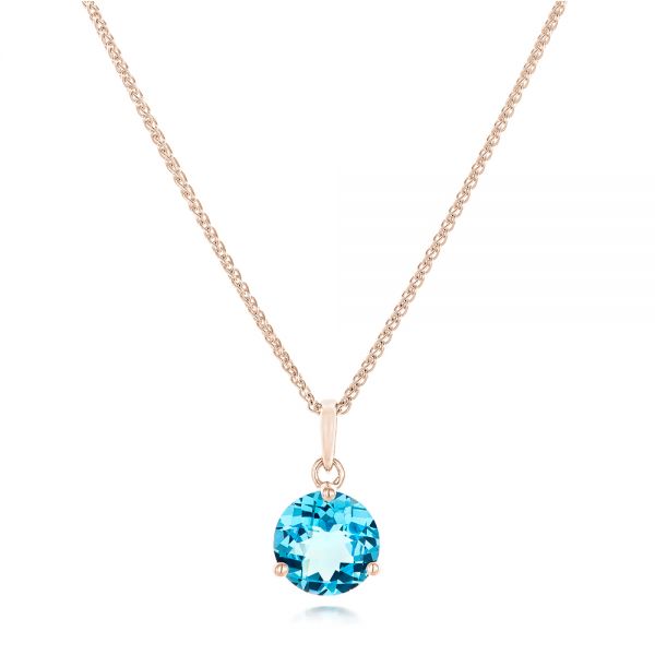 14k Rose Gold 14k Rose Gold Blue Topaz Pendant - Three-Quarter View -  102613