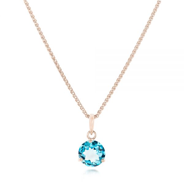 18k Rose Gold 18k Rose Gold Blue Topaz Pendant - Three-Quarter View - 102615
