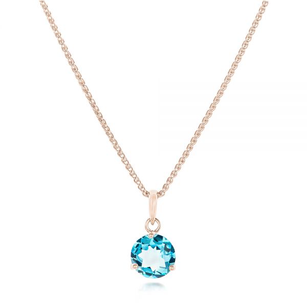 18k Rose Gold 18k Rose Gold Blue Topaz Pendant - Three-Quarter View -  102615