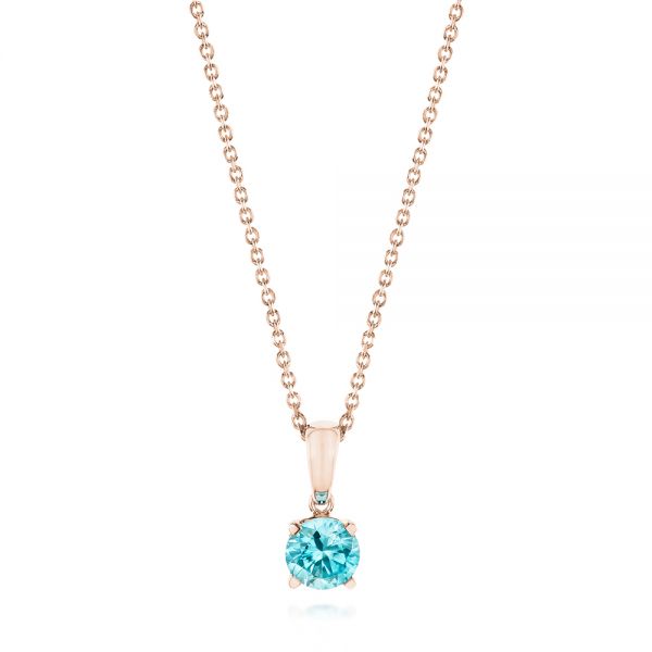 14k Rose Gold 14k Rose Gold Blue Topaz Pendant - Three-Quarter View -  103708