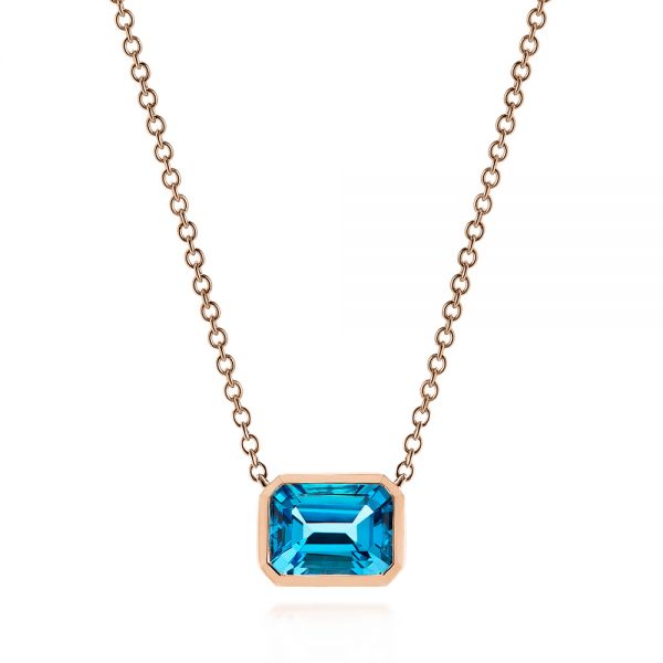14k Rose Gold 14k Rose Gold Blue Topaz Pendant - Three-Quarter View - 105439
