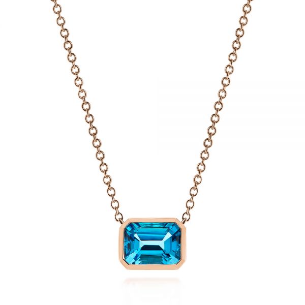 14k Rose Gold 14k Rose Gold Blue Topaz Pendant - Three-Quarter View -  105439