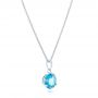 14k White Gold Blue Topaz Pendant - Flat View -  102613 - Thumbnail