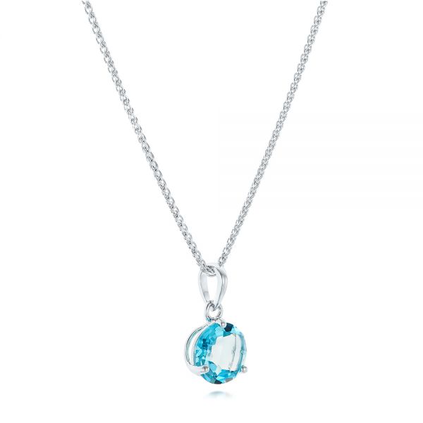 18k White Gold 18k White Gold Blue Topaz Pendant - Flat View -  102615