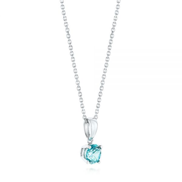  Platinum Platinum Blue Topaz Pendant - Front View -  103708