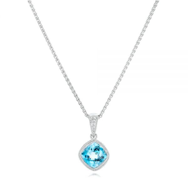  Platinum Platinum Blue Topaz Pendant - Three-Quarter View -  102611