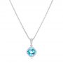 18k White Gold 18k White Gold Blue Topaz Pendant - Three-Quarter View -  102611 - Thumbnail