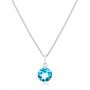 14k White Gold Blue Topaz Pendant - Three-Quarter View -  102613 - Thumbnail