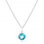 14k White Gold Blue Topaz Pendant - Three-Quarter View -  102613 - Thumbnail