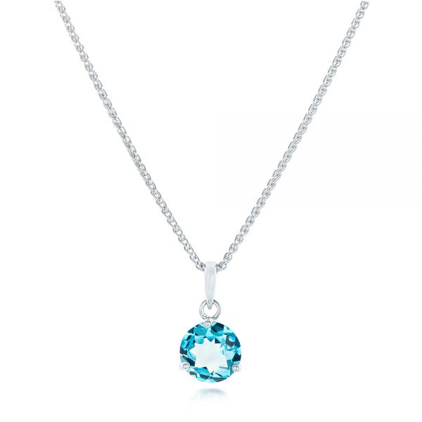 18k White Gold 18k White Gold Blue Topaz Pendant - Three-Quarter View -  102615