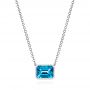 Emerald Cut Blue Topaz And Diamond Three-stone Ring