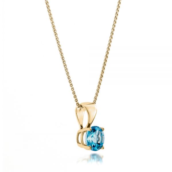 18k Yellow Gold 18k Yellow Gold Blue Topaz Pendant - Flat View -  100961