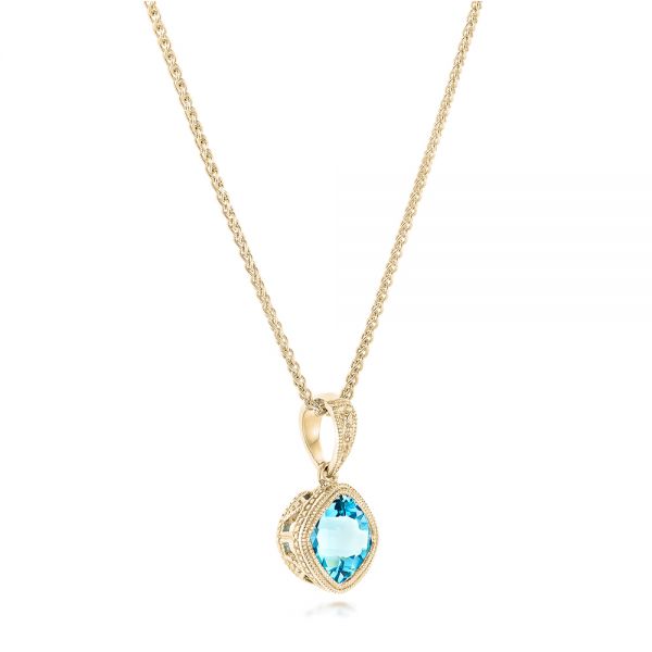 14k Yellow Gold 14k Yellow Gold Blue Topaz Pendant - Flat View -  102611