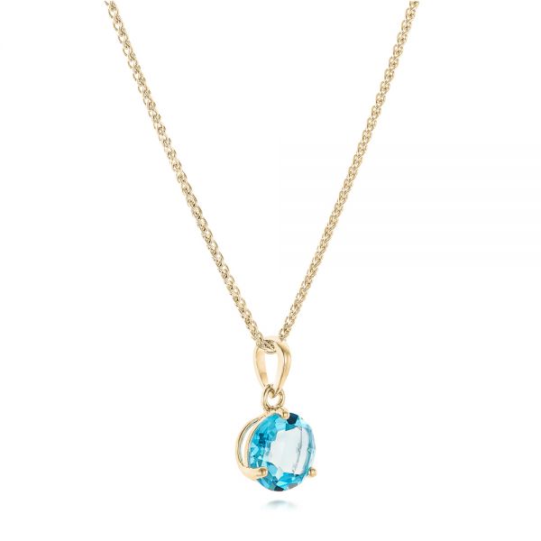 14k Yellow Gold 14k Yellow Gold Blue Topaz Pendant - Flat View -  102615