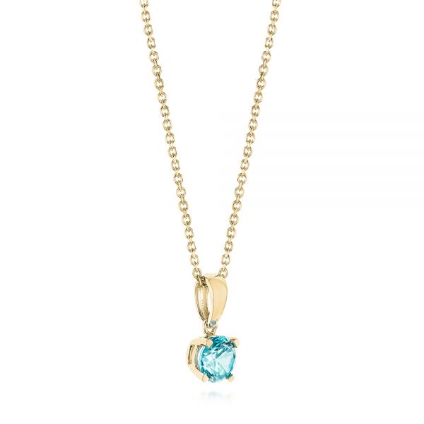 18k Yellow Gold 18k Yellow Gold Blue Topaz Pendant - Front View -  103708