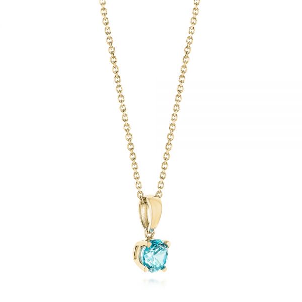 14k Yellow Gold 14k Yellow Gold Blue Topaz Pendant - Front View - 103708