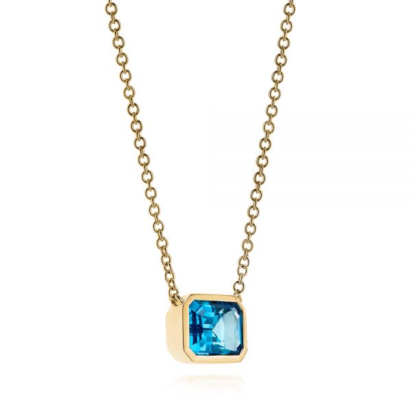 14k Yellow Gold 14k Yellow Gold Blue Topaz Pendant - Flat View - 105439