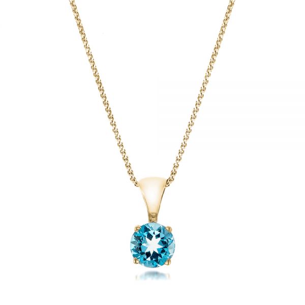 14k Yellow Gold 14k Yellow Gold Blue Topaz Pendant - Three-Quarter View -  100961