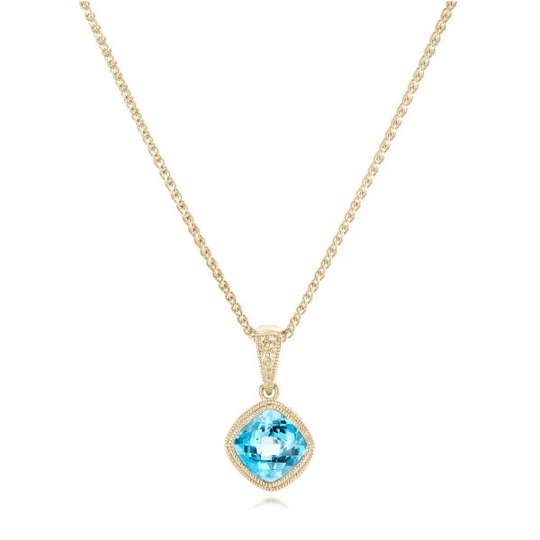 14k Yellow Gold 14k Yellow Gold Blue Topaz Pendant - Three-Quarter View -  102611