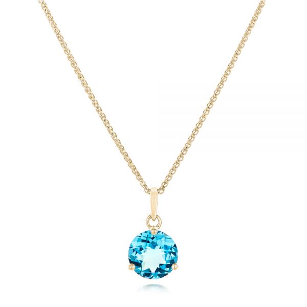 14k Yellow Gold 14k Yellow Gold Blue Topaz Pendant - Three-Quarter View -  102613