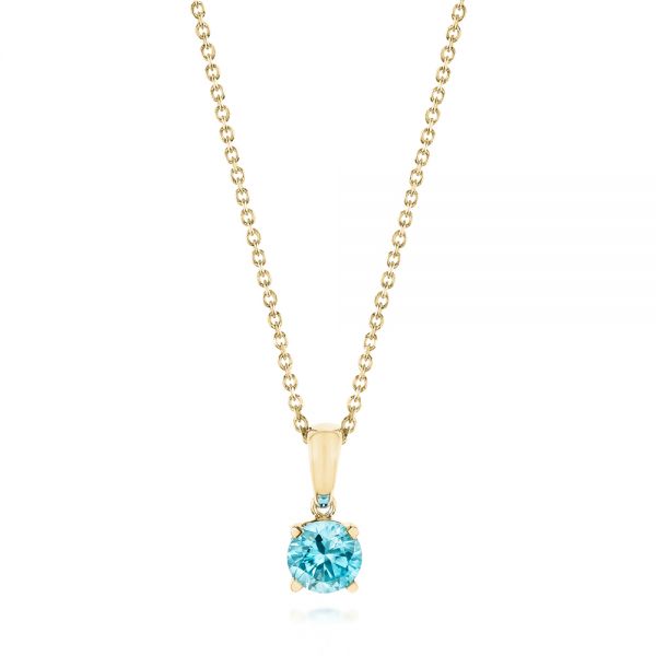 18k Yellow Gold 18k Yellow Gold Blue Topaz Pendant - Three-Quarter View -  103708