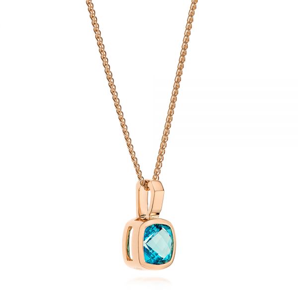 18k Rose Gold 18k Rose Gold Blue Topaz Solitaire Pendant - Flat View - 106041