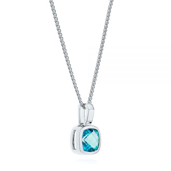 Platinum Platinum Blue Topaz Solitaire Pendant - Flat View - 106041