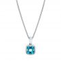  Platinum Platinum Blue Topaz Solitaire Pendant - Three-Quarter View -  106041 - Thumbnail