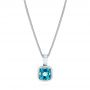 18k White Gold 18k White Gold Blue Topaz Solitaire Pendant - Three-Quarter View -  106041 - Thumbnail