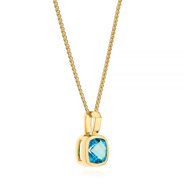 18k Yellow Gold 18k Yellow Gold Blue Topaz Solitaire Pendant - Flat View -  106041