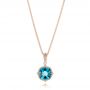 14k Rose Gold Blue Topaz Vintage-inspired Pendant