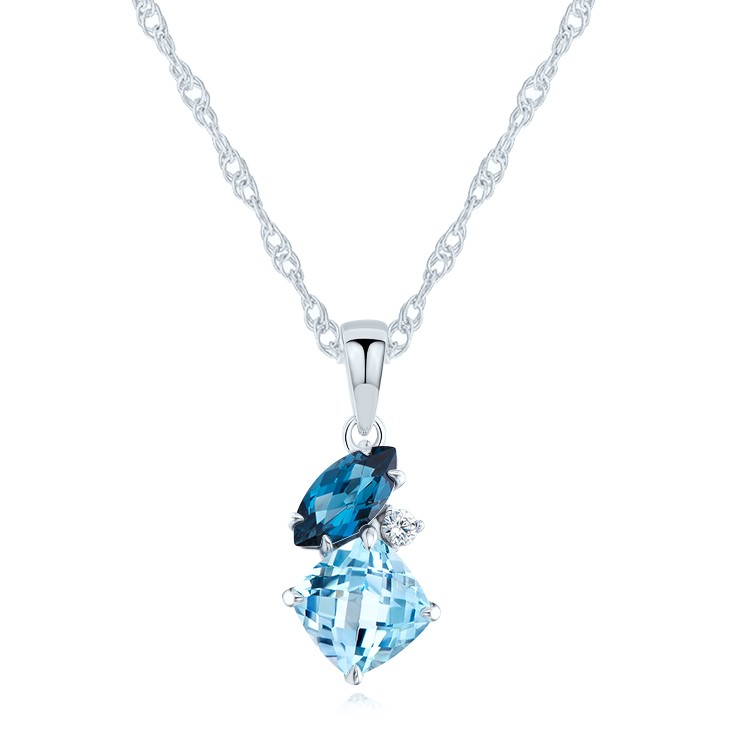 Blue Topaz and Diamond Necklace - Image