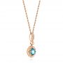 14k Rose Gold 14k Rose Gold Blue Topaz And Diamond Pendant - Front View -  103770 - Thumbnail