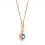 18k Rose Gold 18k Rose Gold Blue Topaz And Diamond Pendant - Front View -  103770 - Thumbnail