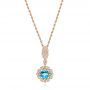 18k Rose Gold 18k Rose Gold Blue Topaz And Diamond Pendant - Three-Quarter View -  103770 - Thumbnail