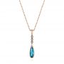 14k Rose Gold Blue Topaz And Diamond Pendant