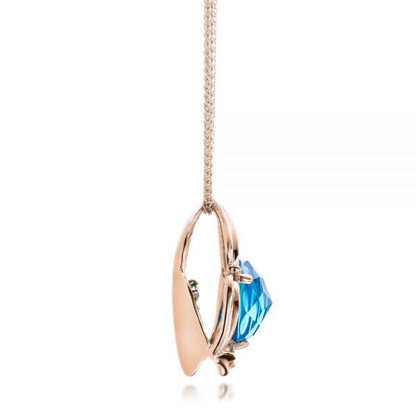 18k Rose Gold 18k Rose Gold Blue Topaz And Diamond Pendant - Side View -  101122 - Thumbnail