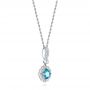 18k White Gold 18k White Gold Blue Topaz And Diamond Pendant - Front View -  103770 - Thumbnail