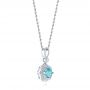 14k White Gold Blue Topaz And Diamond Pendant - Front View -  103771 - Thumbnail