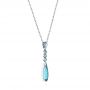 14k White Gold Blue Topaz And Diamond Pendant - Flat View -  105430 - Thumbnail