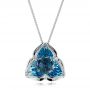 14k White Gold Blue Topaz And Diamond Pendant - Three-Quarter View -  101122 - Thumbnail