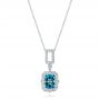  Platinum Platinum Blue Topaz And Diamond Pendant - Three-Quarter View -  103615 - Thumbnail