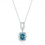 18k White Gold 18k White Gold Blue Topaz And Diamond Pendant - Three-Quarter View -  103615 - Thumbnail